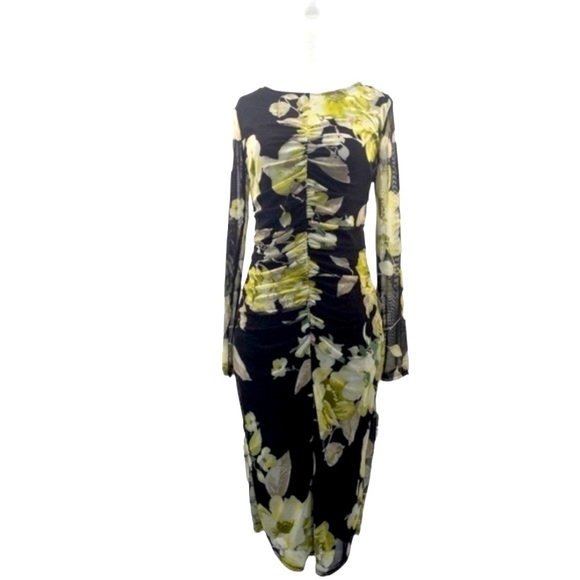 NEW WITH TAGS ENFOCUS STUDIO BODYCON LONG SLEEVED RUCHED FLORAL DRESS - Picture 1 of 7